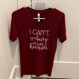 Bella Canvas Maroon V-Neck Maternity Tee